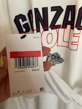 Nike Dri-Fit White Gonzaga Long Sleeve with Navy and Red Graphics